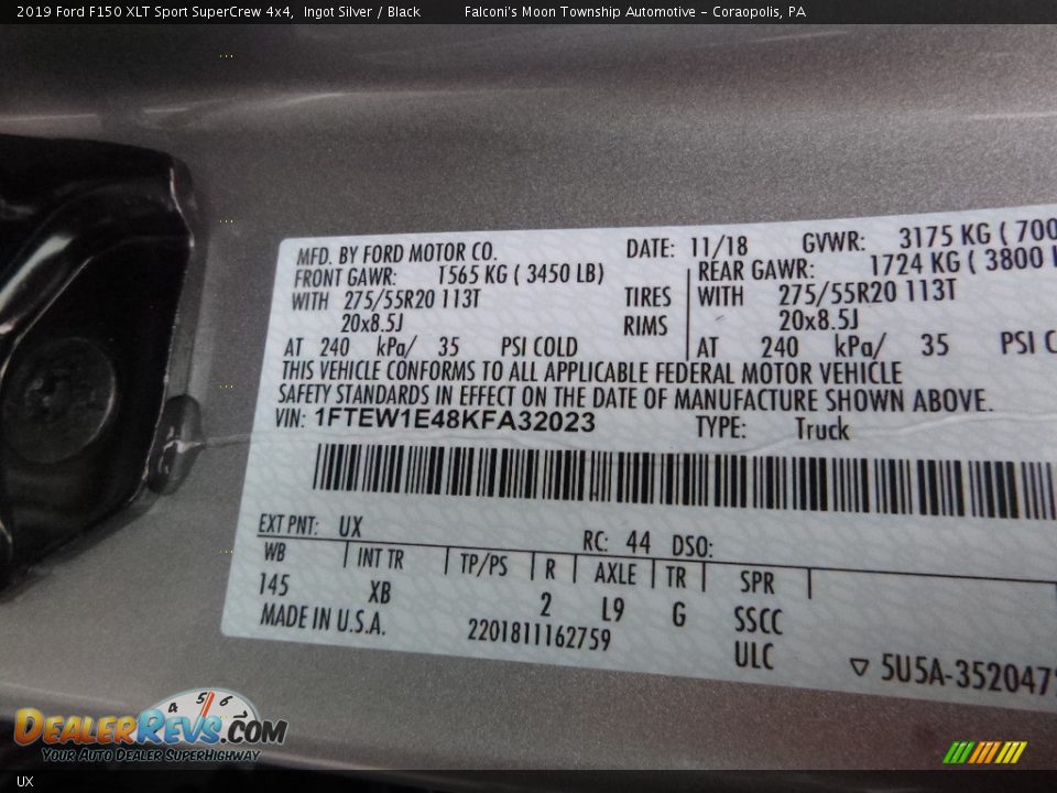 Ford Color Code UX Ingot Silver
