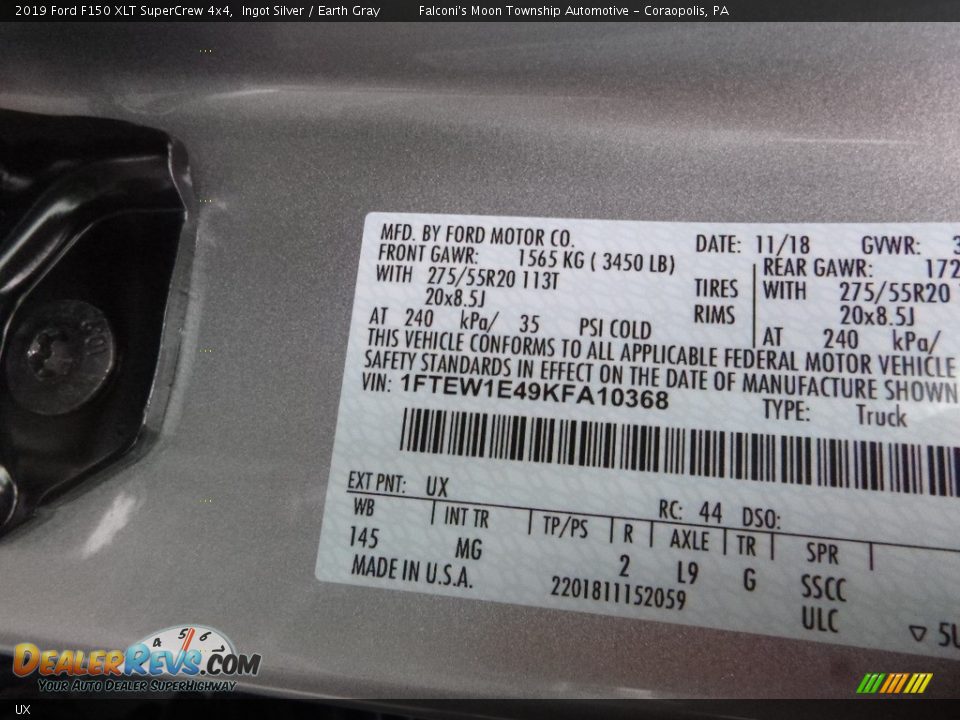 Ford Color Code UX Ingot Silver