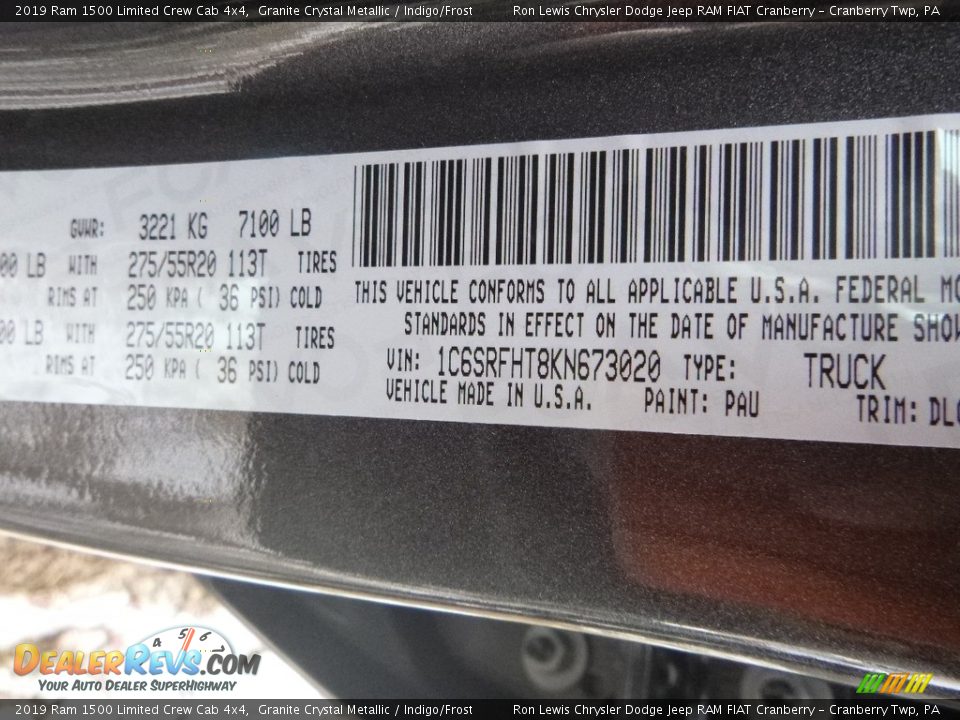 2019 Ram 1500 Limited Crew Cab 4x4 Granite Crystal Metallic / Indigo/Frost Photo #16