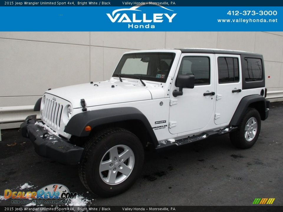 2015 Jeep Wrangler Unlimited Sport 4x4 Bright White / Black Photo #1