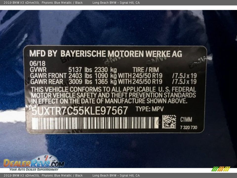 2019 BMW X3 sDrive30i Phytonic Blue Metallic / Black Photo #23
