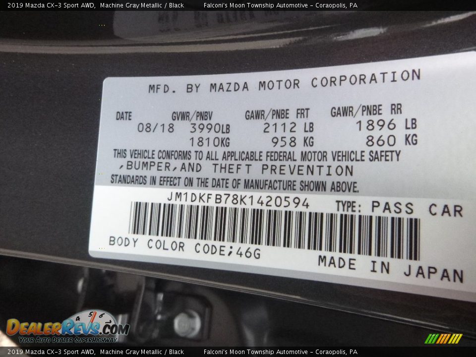 2019 Mazda CX-3 Sport AWD Machine Gray Metallic / Black Photo #13