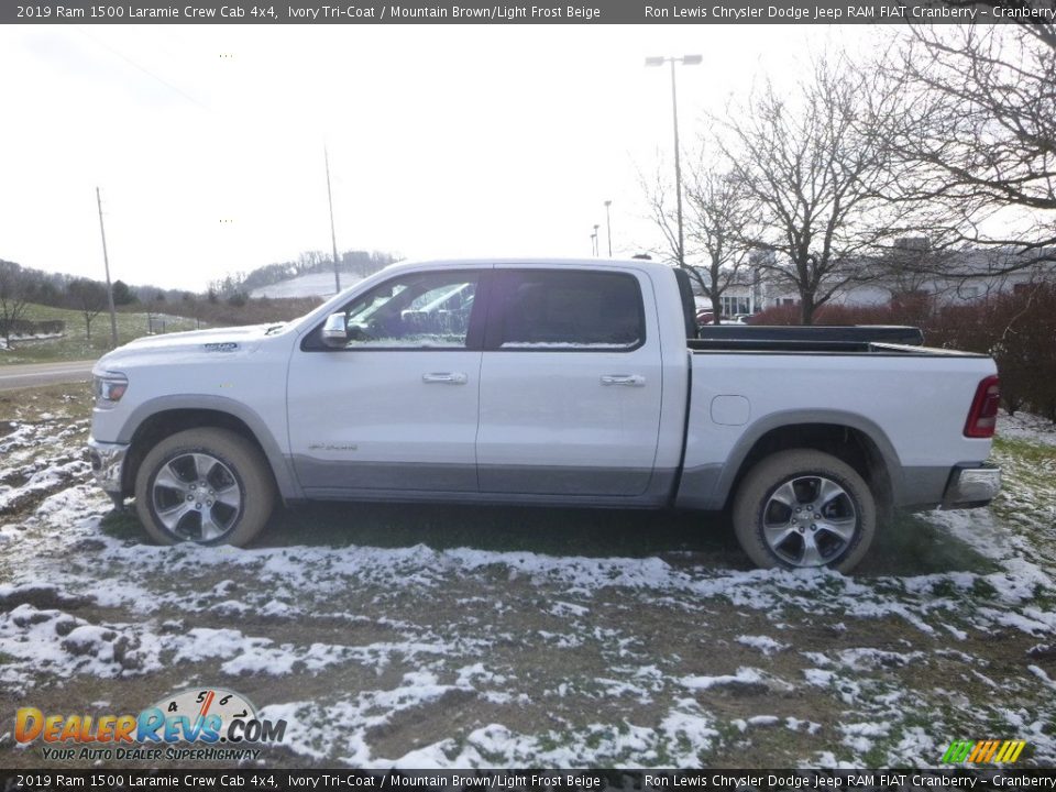 2019 Ram 1500 Laramie Crew Cab 4x4 Ivory Tri–Coat / Mountain Brown/Light Frost Beige Photo #2