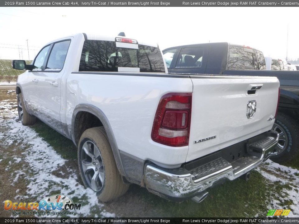 2019 Ram 1500 Laramie Crew Cab 4x4 Ivory Tri–Coat / Mountain Brown/Light Frost Beige Photo #3
