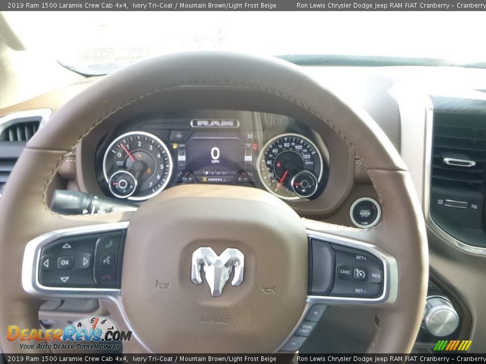 2019 Ram 1500 Laramie Crew Cab 4x4 Ivory Tri–Coat / Mountain Brown/Light Frost Beige Photo #20
