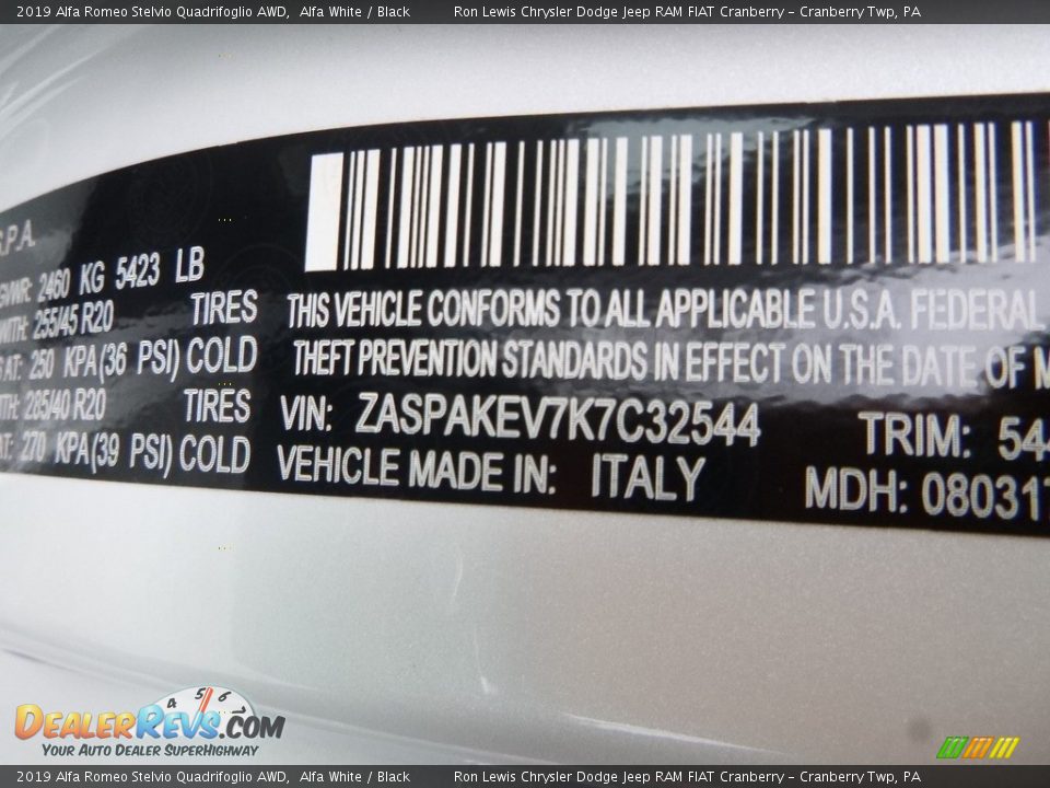 2019 Alfa Romeo Stelvio Quadrifoglio AWD Alfa White / Black Photo #23