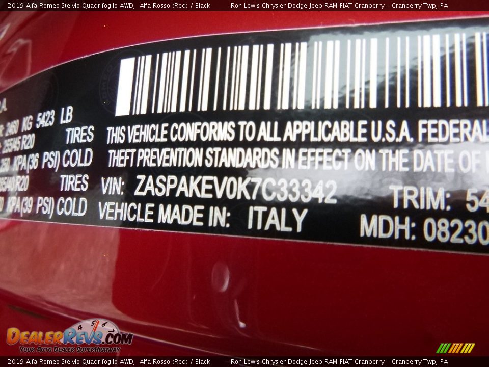 2019 Alfa Romeo Stelvio Quadrifoglio AWD Alfa Rosso (Red) / Black Photo #22
