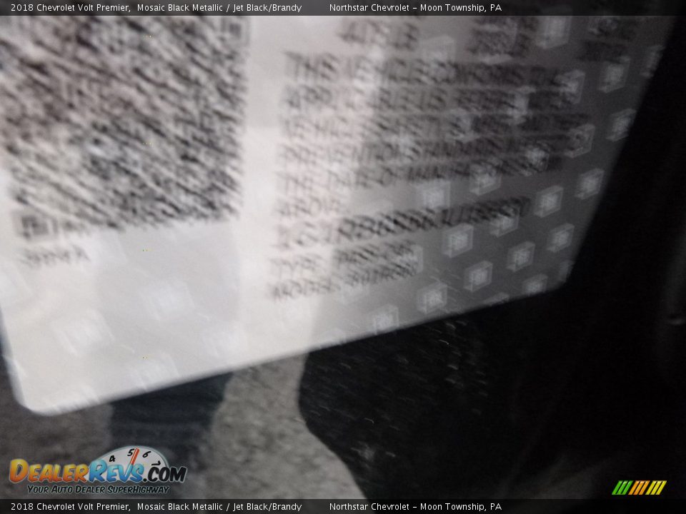2018 Chevrolet Volt Premier Mosaic Black Metallic / Jet Black/Brandy Photo #16