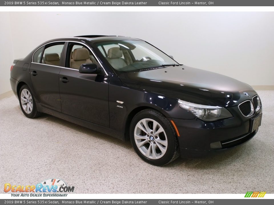 2009 BMW 5 Series 535xi Sedan Monaco Blue Metallic / Cream Beige Dakota Leather Photo #1