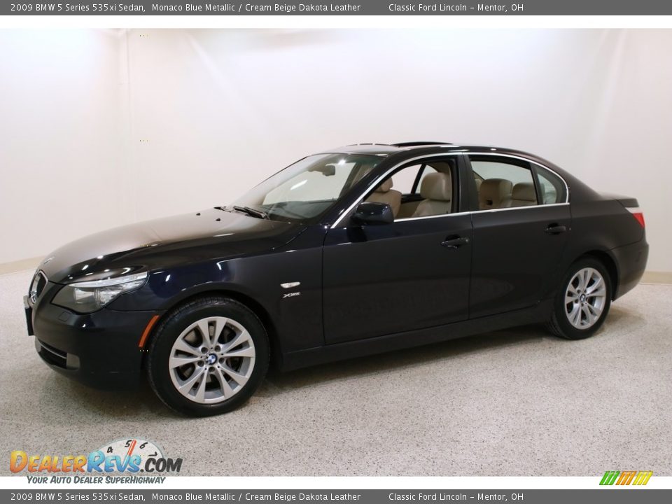 2009 BMW 5 Series 535xi Sedan Monaco Blue Metallic / Cream Beige Dakota Leather Photo #3