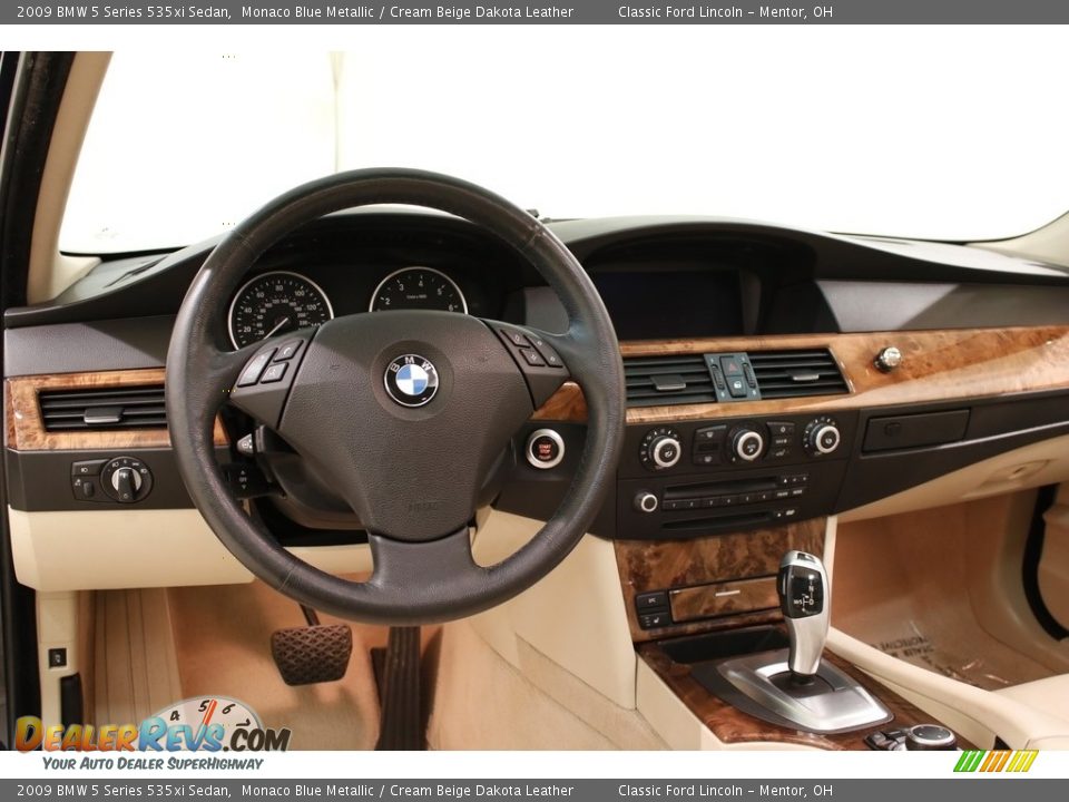 2009 BMW 5 Series 535xi Sedan Monaco Blue Metallic / Cream Beige Dakota Leather Photo #6