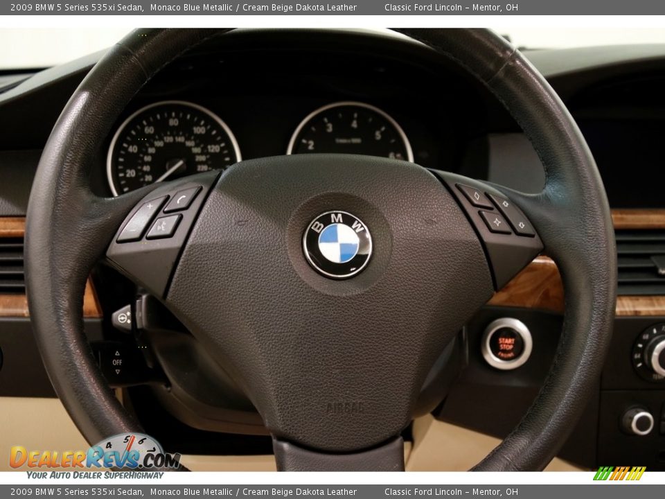 2009 BMW 5 Series 535xi Sedan Monaco Blue Metallic / Cream Beige Dakota Leather Photo #7