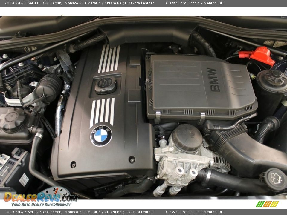 2009 BMW 5 Series 535xi Sedan Monaco Blue Metallic / Cream Beige Dakota Leather Photo #25