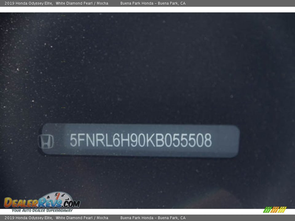 2019 Honda Odyssey Elite White Diamond Pearl / Mocha Photo #19