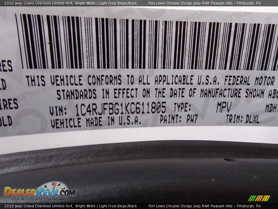 2019 Jeep Grand Cherokee Limited 4x4 Bright White / Light Frost Beige/Black Photo #14