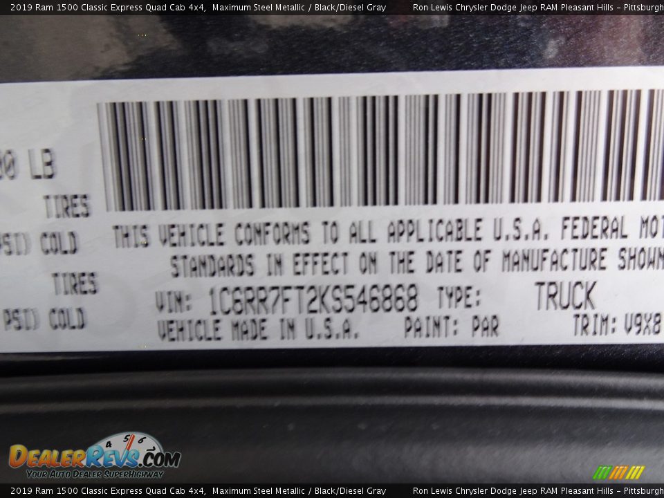 2019 Ram 1500 Classic Express Quad Cab 4x4 Maximum Steel Metallic / Black/Diesel Gray Photo #14
