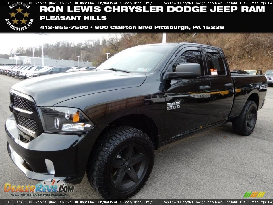 2017 Ram 1500 Express Quad Cab 4x4 Brilliant Black Crystal Pearl / Black/Diesel Gray Photo #1