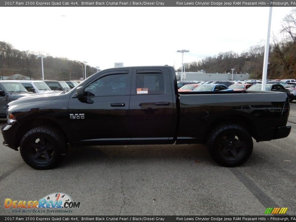 2017 Ram 1500 Express Quad Cab 4x4 Brilliant Black Crystal Pearl / Black/Diesel Gray Photo #2