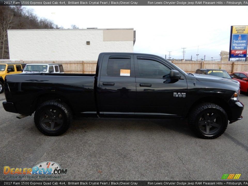2017 Ram 1500 Express Quad Cab 4x4 Brilliant Black Crystal Pearl / Black/Diesel Gray Photo #6