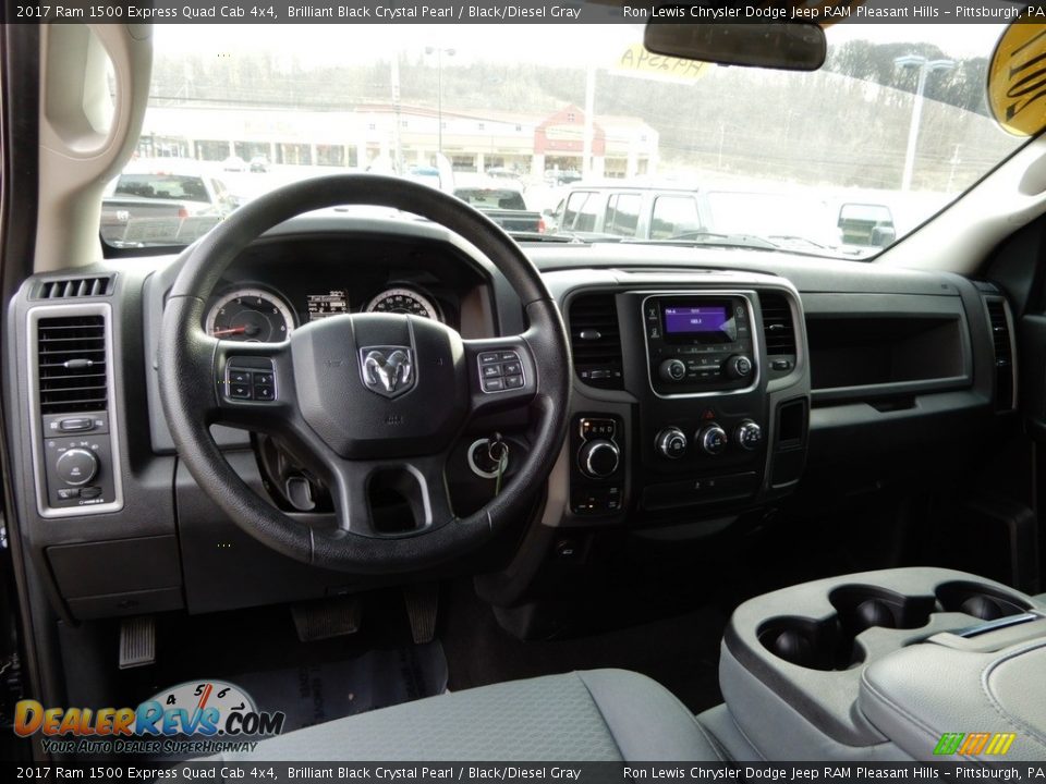 2017 Ram 1500 Express Quad Cab 4x4 Brilliant Black Crystal Pearl / Black/Diesel Gray Photo #13