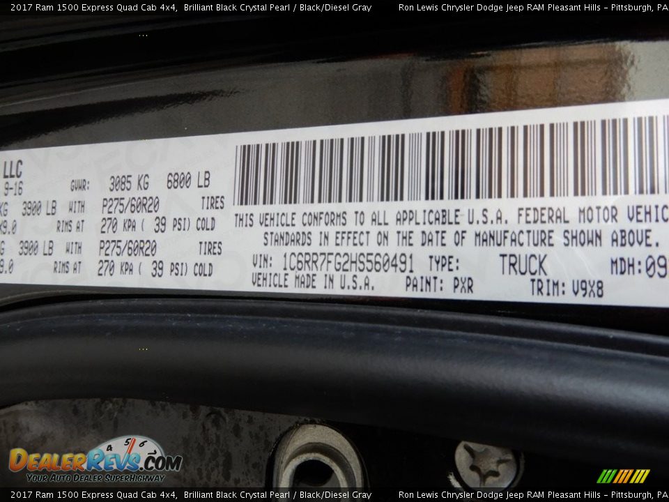 2017 Ram 1500 Express Quad Cab 4x4 Brilliant Black Crystal Pearl / Black/Diesel Gray Photo #15
