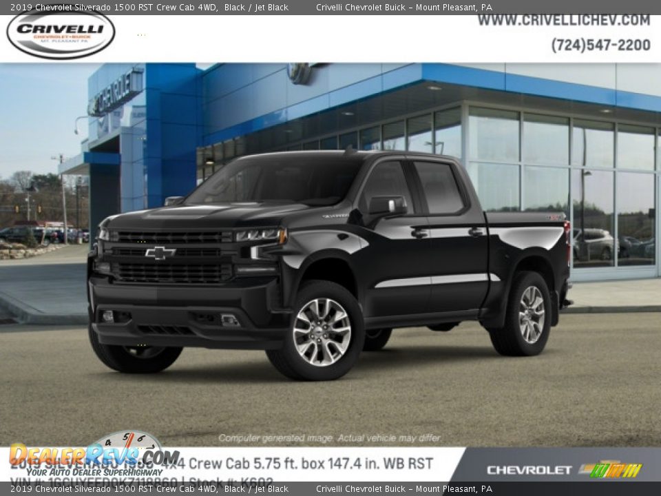 2019 Chevrolet Silverado 1500 RST Crew Cab 4WD Black / Jet Black Photo #1