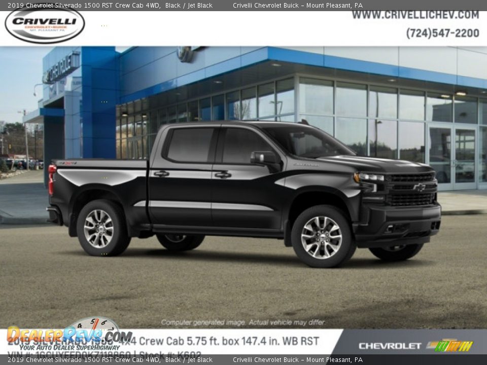 2019 Chevrolet Silverado 1500 RST Crew Cab 4WD Black / Jet Black Photo #4