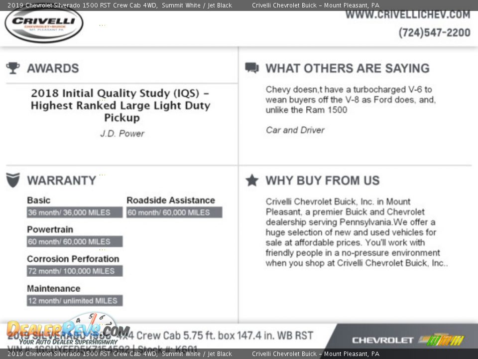 2019 Chevrolet Silverado 1500 RST Crew Cab 4WD Summit White / Jet Black Photo #6