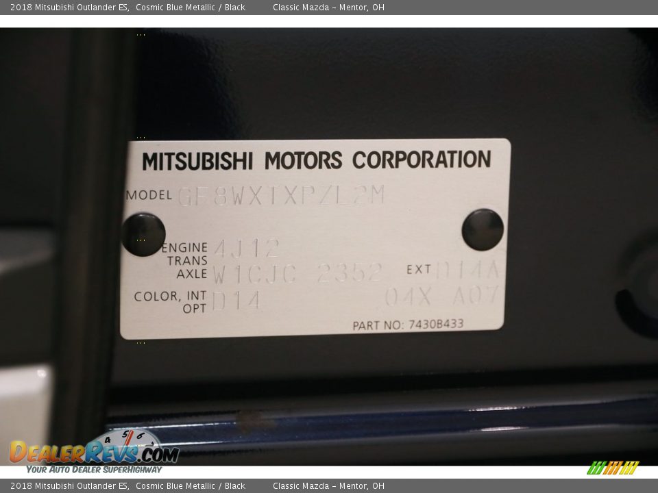 2018 Mitsubishi Outlander ES Cosmic Blue Metallic / Black Photo #21