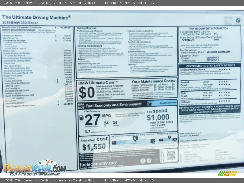 2018 BMW 3 Series 330i Sedan Mineral Grey Metallic / Black Photo #10