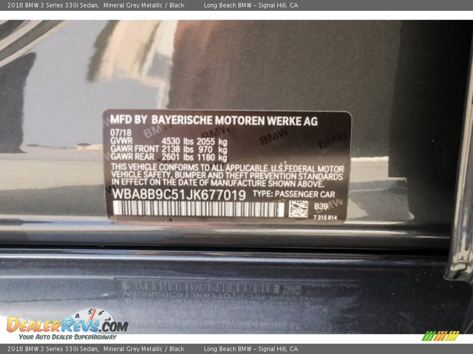 2018 BMW 3 Series 330i Sedan Mineral Grey Metallic / Black Photo #11