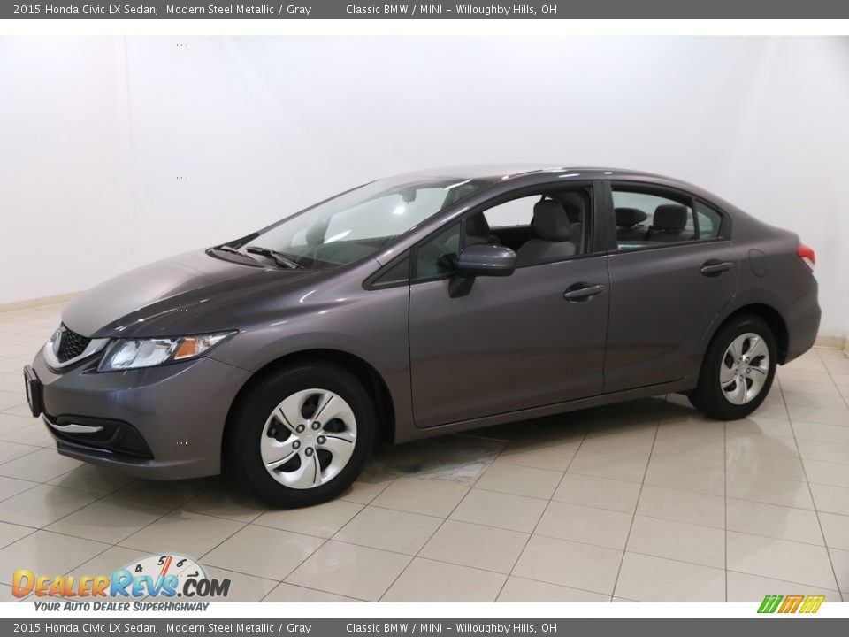 2015 Honda Civic LX Sedan Modern Steel Metallic / Gray Photo #3