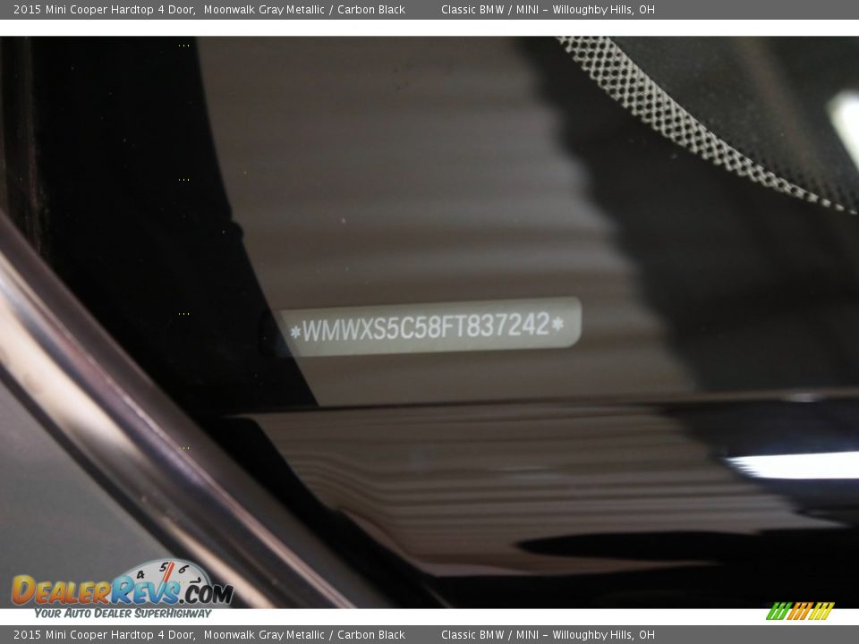 2015 Mini Cooper Hardtop 4 Door Moonwalk Gray Metallic / Carbon Black Photo #23