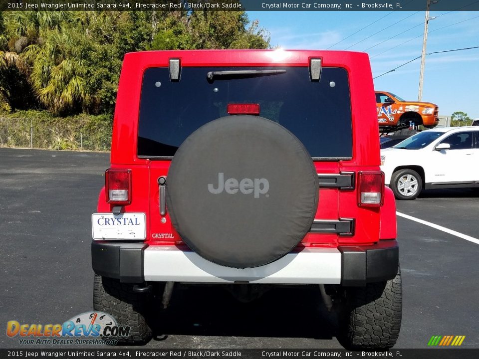 2015 Jeep Wrangler Unlimited Sahara 4x4 Firecracker Red / Black/Dark Saddle Photo #4