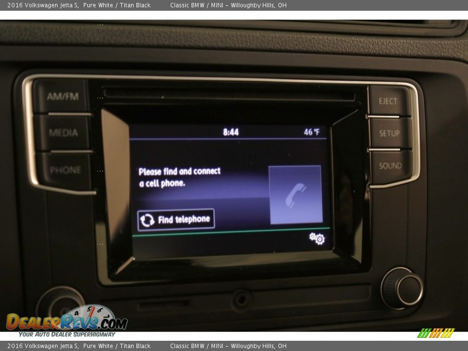 2016 Volkswagen Jetta S Pure White / Titan Black Photo #10