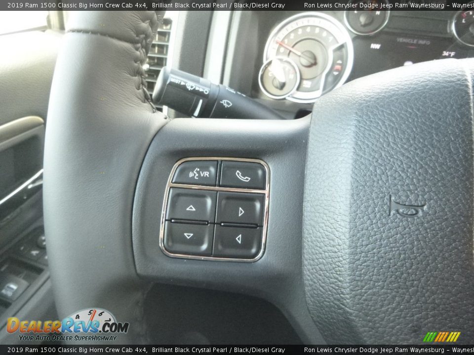 2019 Ram 1500 Classic Big Horn Crew Cab 4x4 Brilliant Black Crystal Pearl / Black/Diesel Gray Photo #19