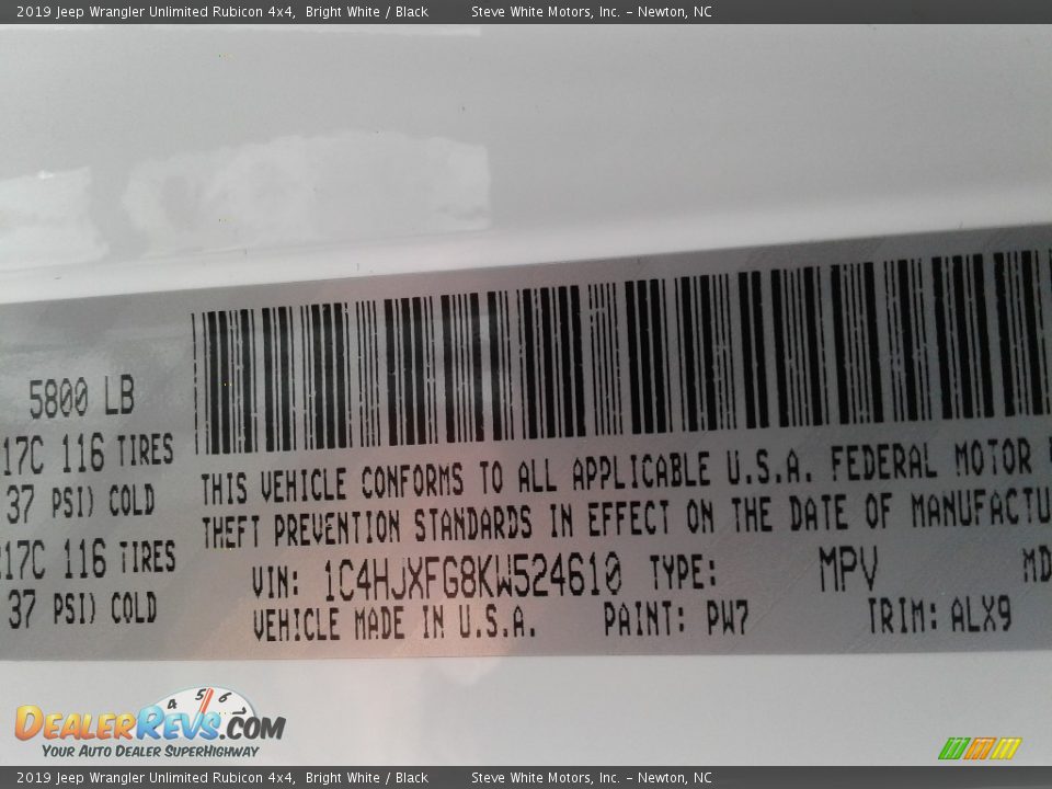 2019 Jeep Wrangler Unlimited Rubicon 4x4 Bright White / Black Photo #36