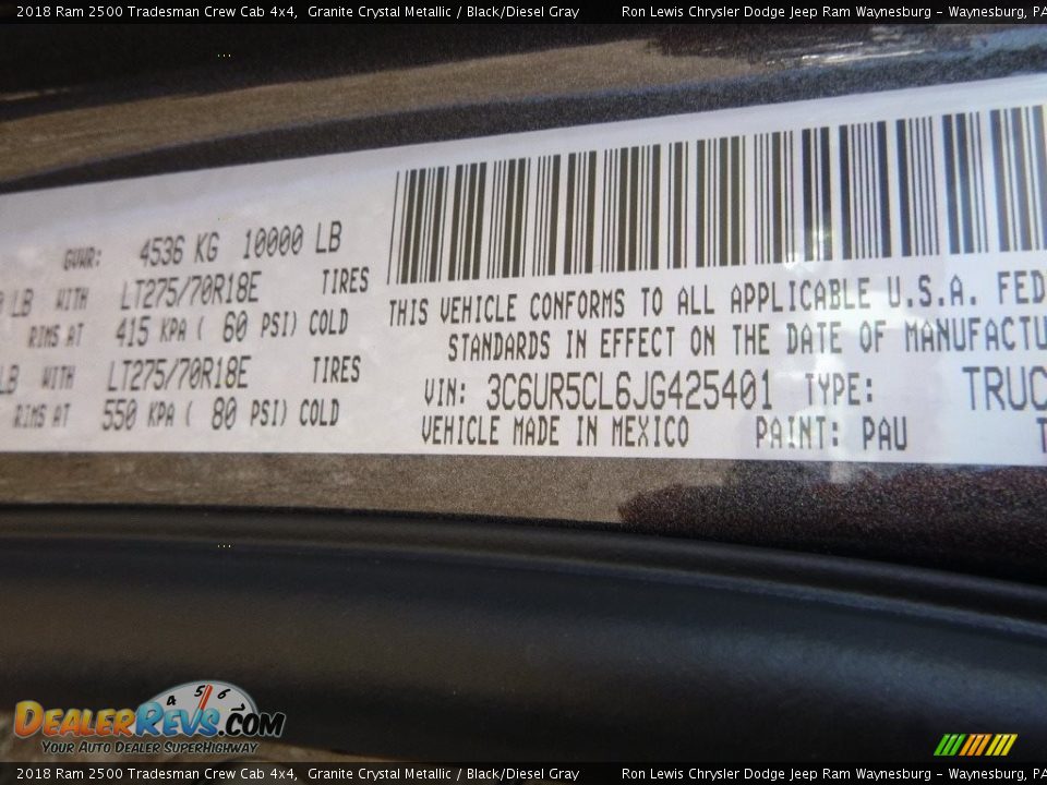 2018 Ram 2500 Tradesman Crew Cab 4x4 Granite Crystal Metallic / Black/Diesel Gray Photo #15