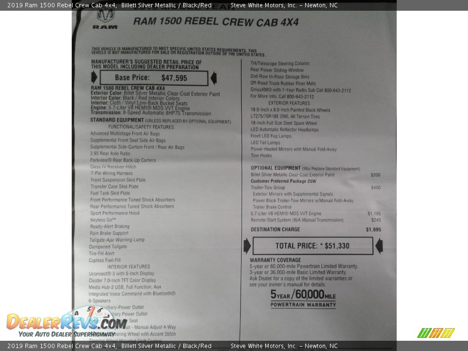 2019 Ram 1500 Rebel Crew Cab 4x4 Billett Silver Metallic / Black/Red Photo #31