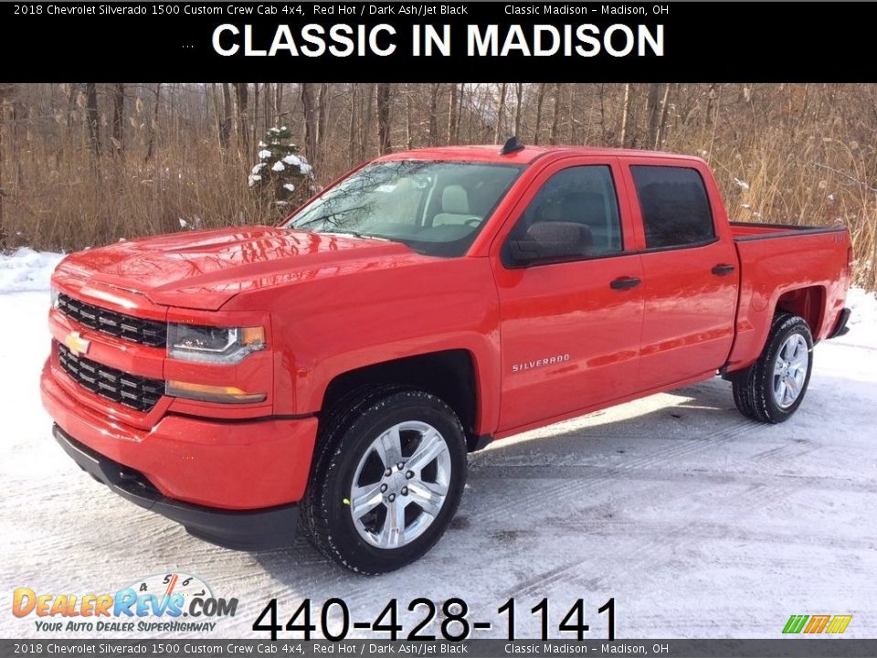 2018 Chevrolet Silverado 1500 Custom Crew Cab 4x4 Red Hot / Dark Ash/Jet Black Photo #1