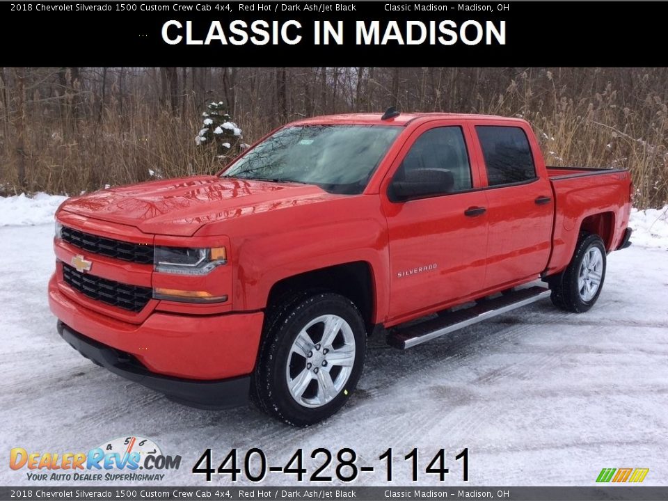 2018 Chevrolet Silverado 1500 Custom Crew Cab 4x4 Red Hot / Dark Ash/Jet Black Photo #1