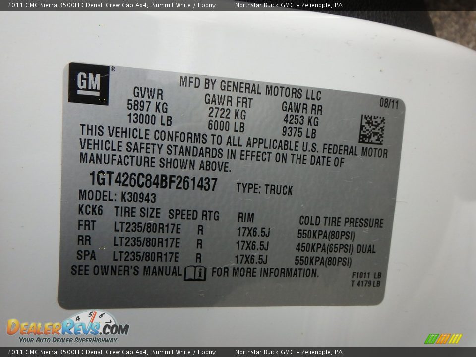 2011 GMC Sierra 3500HD Denali Crew Cab 4x4 Summit White / Ebony Photo #21