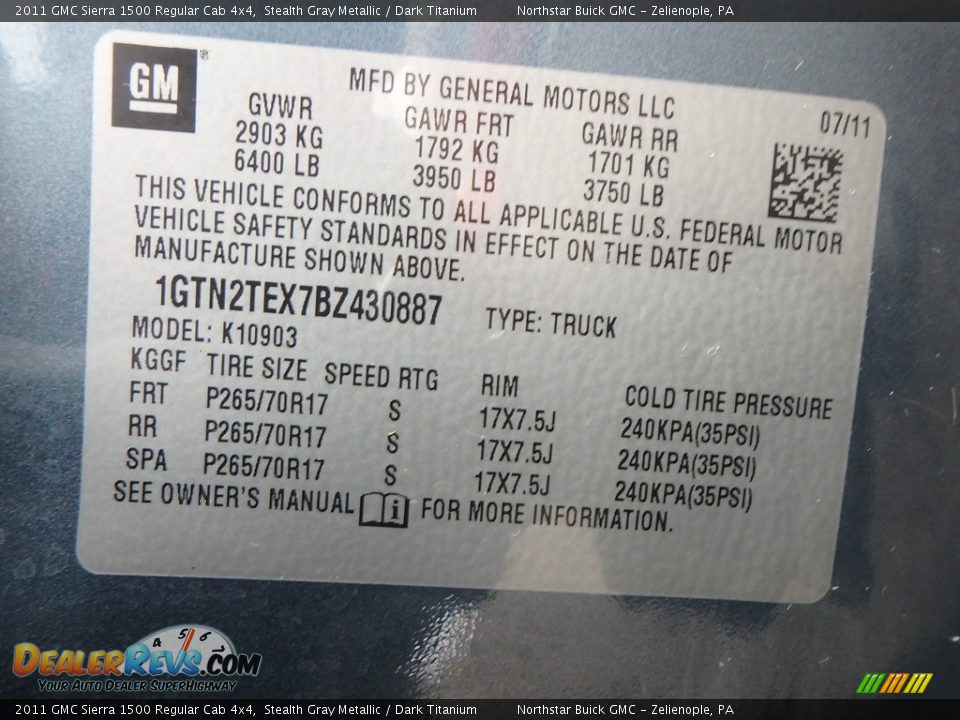 2011 GMC Sierra 1500 Regular Cab 4x4 Stealth Gray Metallic / Dark Titanium Photo #19