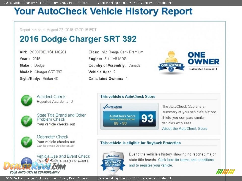 Dealer Info of 2016 Dodge Charger SRT 392 Photo #2