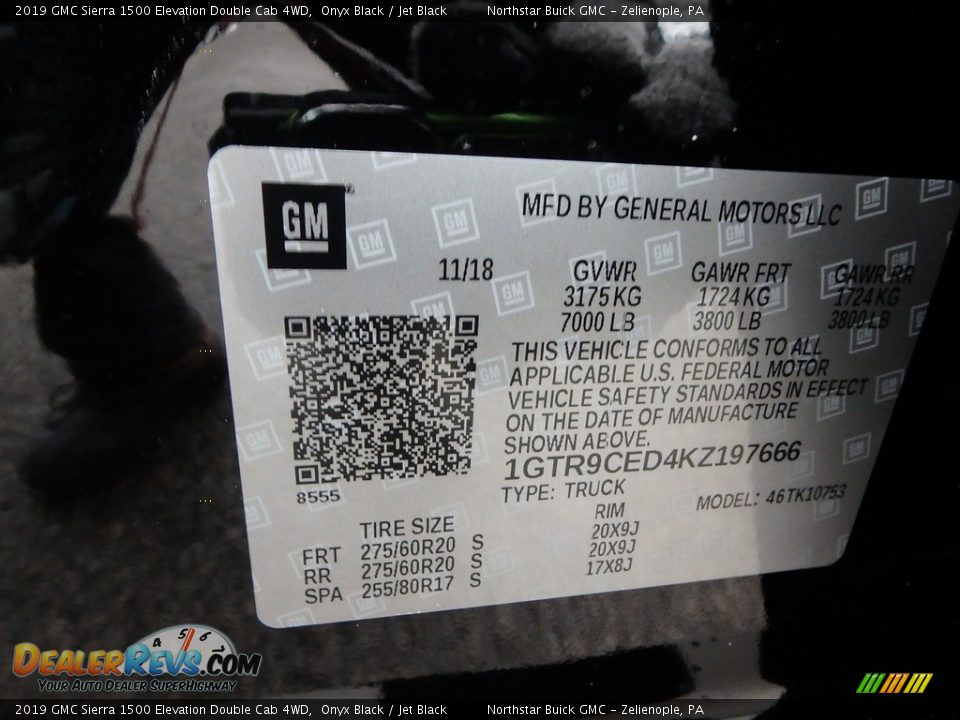 2019 GMC Sierra 1500 Elevation Double Cab 4WD Onyx Black / Jet Black Photo #15