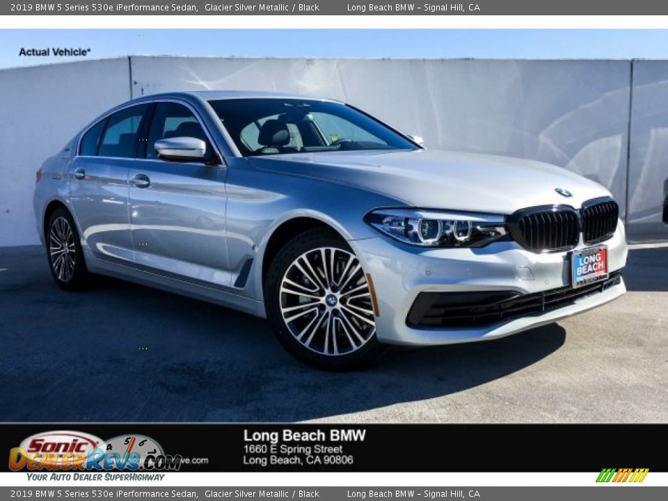 2019 BMW 5 Series 530e iPerformance Sedan Glacier Silver Metallic / Black Photo #1