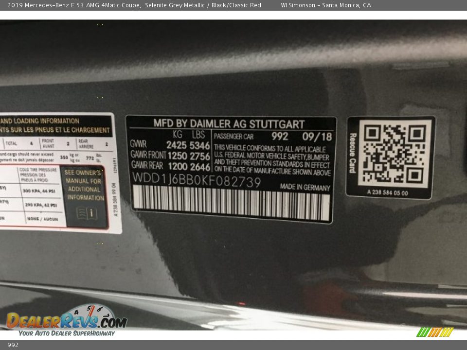 Mercedes-Benz Color Code 992 Selenite Grey Metallic