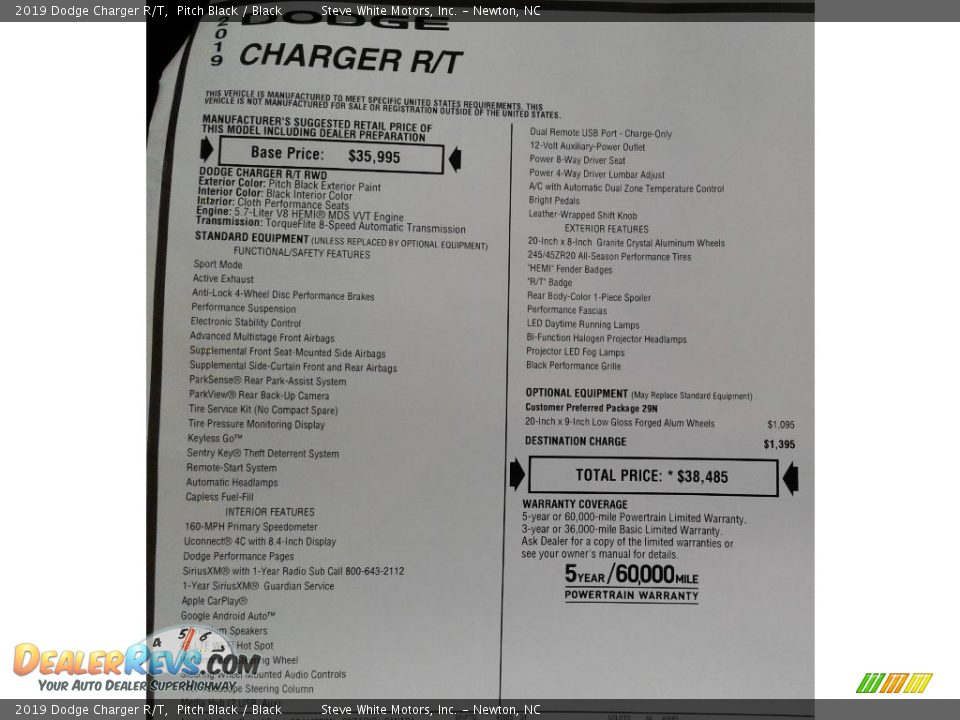 2019 Dodge Charger R/T Pitch Black / Black Photo #35