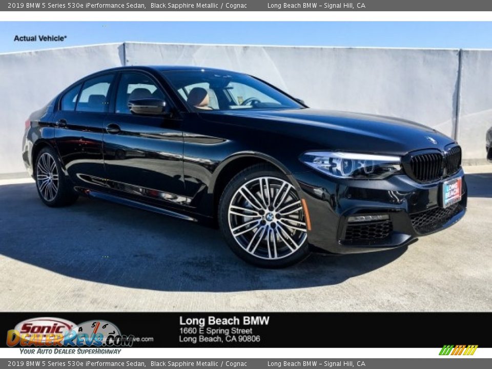 2019 BMW 5 Series 530e iPerformance Sedan Black Sapphire Metallic / Cognac Photo #1
