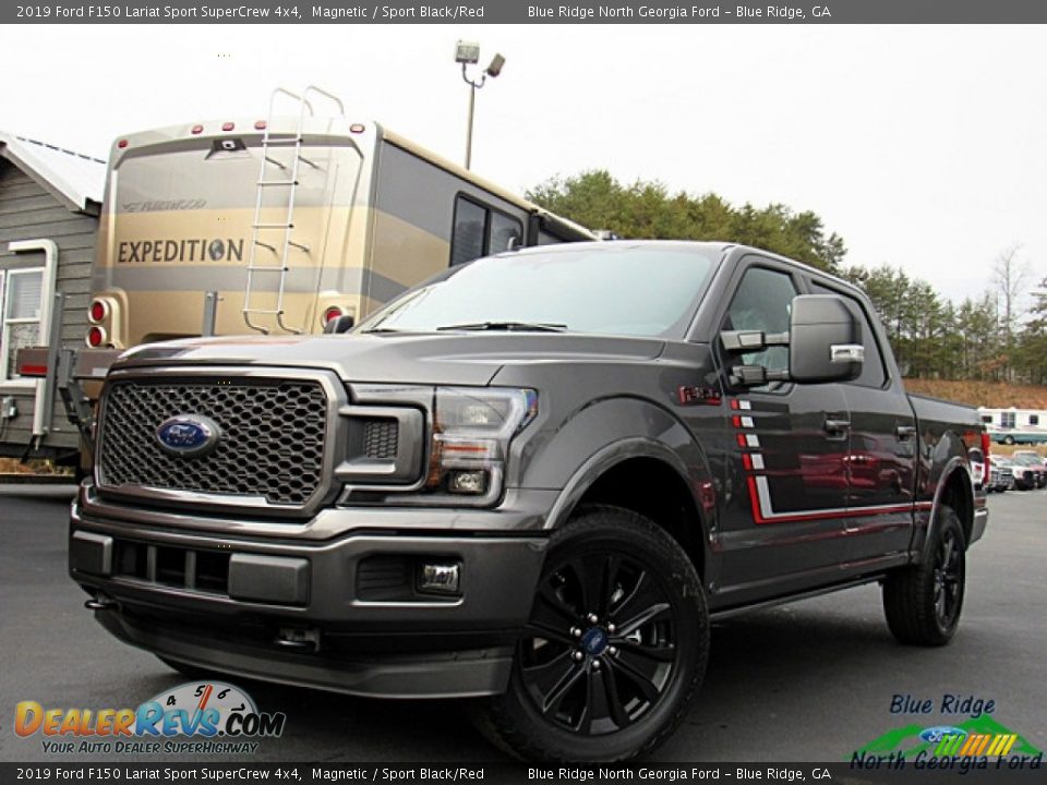 2019 Ford F150 Lariat Sport SuperCrew 4x4 Magnetic / Sport Black/Red Photo #1